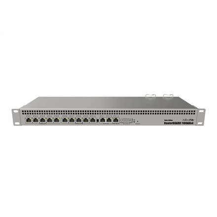 Mikrotik Wired Ethernet Router RB1100AHx4 Dude Edition, 1U Rackmount, Quad core 1.4GHz CPU, 1 GB RAM, 128 MB, 60GB M.2 SSD included, 13xGigabit LAN, 1xSerial console port RS232, 2x SATA3 ports, 2xM.2 slots, PCB Temper... – nuotrauka 1