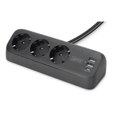 Digitus 3-way office socket strip with 2x USB-A and 1x USB-C connections | DA-70625 – nuotrauka 1