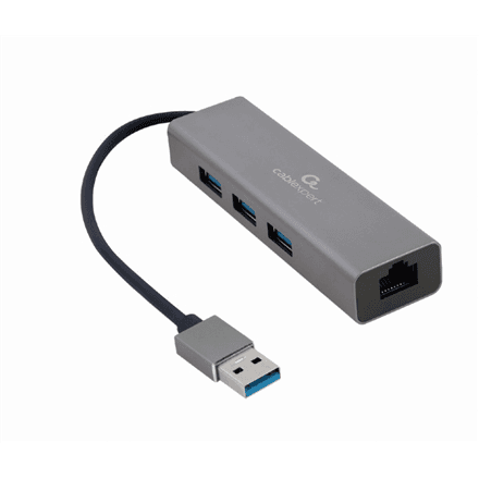 Cablexpert | USB AM Gigabit network adapter with 3-port USB 3.0 hub | A-AMU3-LAN-01 – image 1