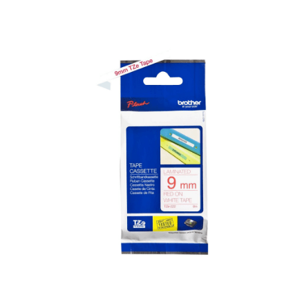 Brother | TZe-222 Laminated Tape | Red on White | TZe | 8 m | 9 cm – nuotrauka 1