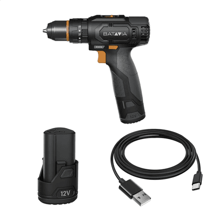 Batavia B.V. 12V Cordless Combi Drill - Fixxpack 2.0 Set (incl. 2.0Ah Battery & USB-C charging Cable) – nuotrauka 1