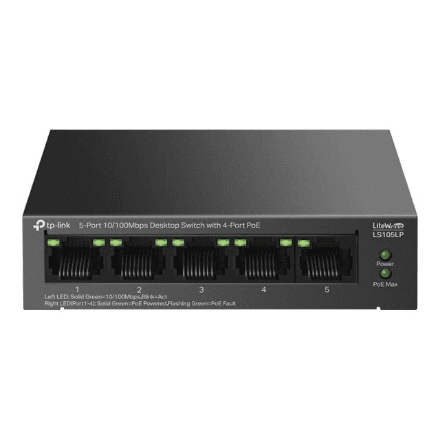 TP-LINK | 5-Port 10/100Mbps Switch with 4-Port PoE | LS105LP | Unmanaged | Desktop – image 1