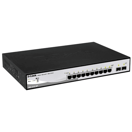 D-LINK DGS-1210-10P, Gigabit Smart III Switch with 8 10/100/1000Base-T PoE ports and 2 combo 1000Base-T/MiniGBIC (SFP) ports, 802.3x Flow Control, Port Trunking, 802.1Q VLAN, 802.1p Priority Queues, Port mirroring, Ju... – image 1