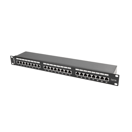 Lanberg Patch Panel 24 Port 1U 19" CAT.5E FT with Cable Organizer Shielded – image 1