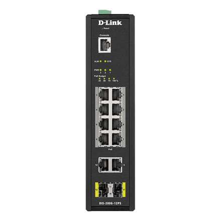 D-LINK DIS-200G-12PS L2 Managed Industrial Switch with 10 10/100/1000Base-T and 2 1000Base-X SFP ports · D-Link · Switch – nuotrauka 1