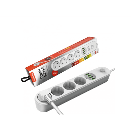 ColorWay | CW-CHE44W | Power socket, 4 EU sockets – image 1