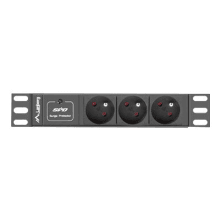Lanberg Power Distribution Unit (PDU) 10" 1U 16A 2m 3x French Outlets | PDU-03E-0200-BK – nuotrauka 1