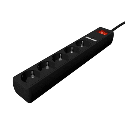 EnerGenie | Extension Cord with USB Charger, 5 outlets, 1.5 m, Black | SPG5-U2-5-02 – image 1