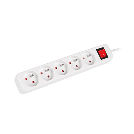Lanberg Cable Power Strip, 5X French Outlets with Switch, Quality-Grade Copper, 3 m | PS1-05E-0300-W – nuotrauka 1