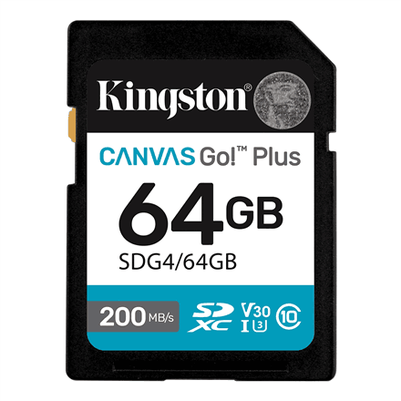 Kingston | Canvas Go! Plus | 64 GB | SD | Flash memory class Class 10, UHS-I, U3, V30 – nuotrauka 1
