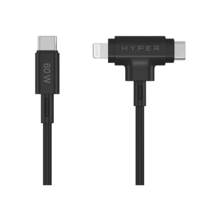 Hyper | HyperJuice Silicone USB-C to USB-C and Lightning Hybrid 60W Cable – nuotrauka 1