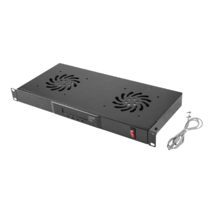 Lanberg 19" fan unit/ventilation panel with LCD 2 fans + thermostat 230V · AK-1502-B · Black – nuotrauka 1