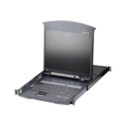 Aten 16-Port Cat 5 Dual Rail 19" LCD KVM Switch with Daisy-Chain Port – nuotrauka 1