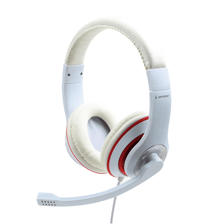 Gembird | Stereo Headset | MHS 03 WTRD | 3.5 mm | White with Red Ring | Headset – nuotrauka 1