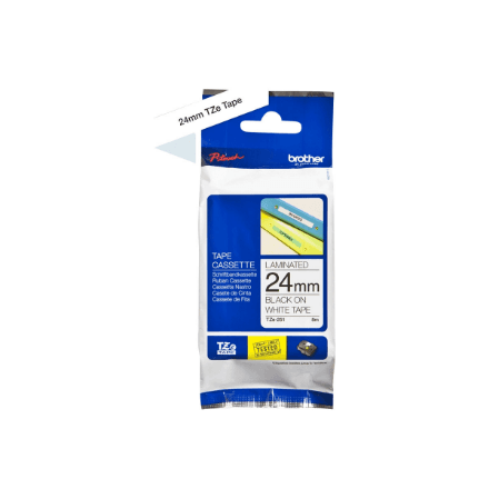 Brother | TZ-251 Laminated Tape | Black on White | TZe | 8 m | 2.4 cm – nuotrauka 1
