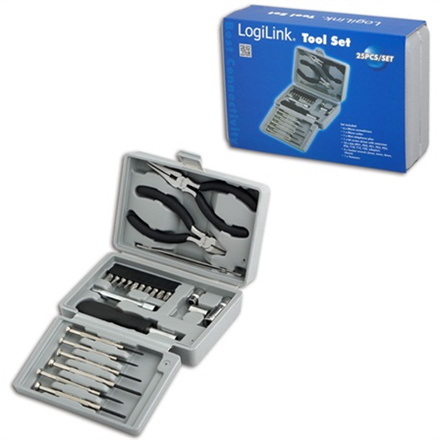 Logilink | Tool Set, 25pcs | Incl. transport boxThe set includes6x micro screwdrivers1x micro cutter1x mini telephone plier1x bit screwdriver with extension10x bits (PH1, PH2, PZ1, PZ2, PZ5, PZ6, T10, T15, T20, adapto...