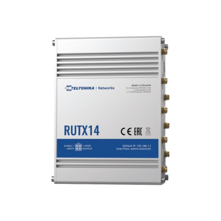 Teltonika | LTE Cat 12 Router | RUTX14 | 802.11ac | 867 Mbit/s | 10/100/1000 Mbps Mbit/s | Ethernet LAN (RJ-45) ports 5 | MU-MiMO Yes | 4G | Antenna type Internal