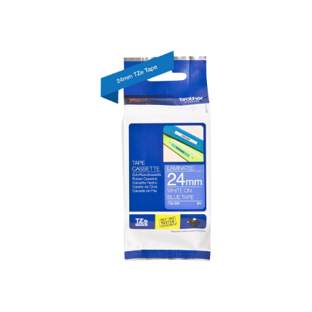 Brother | TZe-555 Laminated tape | White On Blue | TZe | 8 m | 2.4 cm