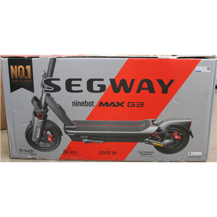 SALE OUT. | Segway MAX G3 E | eKickScooter | 2000 W | Up to 25 km/h | 11 " | 24 month(s) | Black | DAMAGED PACKAGING AND PAINT, ITEM AND PARTS ARE SCRATCHED, DIRTY, INSTALLATION MARKS