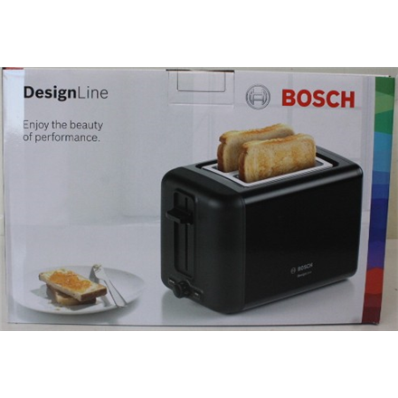 SALE OUT. | Bosch DesignLine Toaster | TAT3P423 | Power 970 W | Number of slots 2 | Housing material Stainless steel | Black | DAMAGED PACKAGING AND ITEM BODY