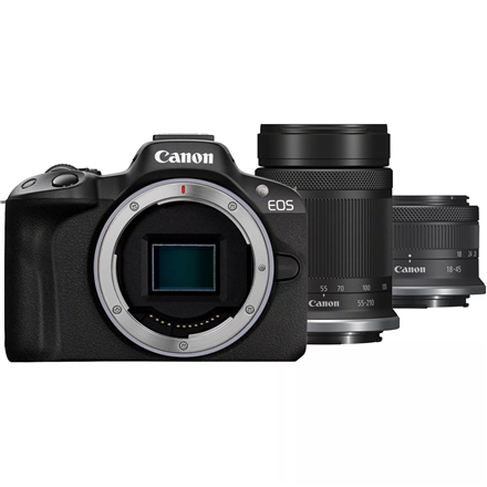 Canon | EOS R50 + RF-S 18-45mm F4.5-6.3 IS STM + RF-S 55-210mm F5-7.1 IS STM (SIP) | Megapixel 24.2 MP | Image stabilizer | ISO sensitivity (max) 32000 | Display diagonal 2.95 " | Wi-Fi | Video recording | Automatic,...