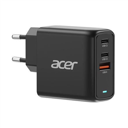 Acer 67W PD GaN Charger, 2 x USB C and 1 x USB A, EU Plug, 100W USB C cable, Retail Pack