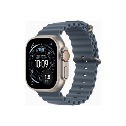 Apple Watch Ultra 3 GPS + Cellular 49mm Natural Titanium Case with Anchor Blue Ocean Band | Apple