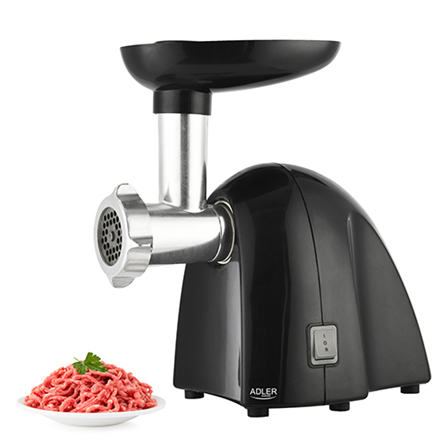 Adler | Meat mincer | AD 4811 | Black | 600 W | Number of speeds 1 | Throughput (kg/min) 1.8 | 3 replaceable sieves: 3mm for grinding poppies and preparing meat and vegetable stuffing; 5mm for meatballs, Roman roast a...