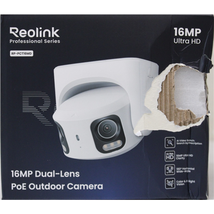 SALE OUT. Reolink PoE 4K 16MP Dual Lens and 180° panoramic view Camera | Reolink UHD Dual-Lens PoE Surveillance Camera with 180° Panoramic View | RP-PCT16MD | 24 month(s) | Dual lens | 16 MP | F2.8mm/F1.6 | IP67 | H.2...