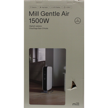 SALE OUT. Mill AB-H1500DN 1500W Oil Filled Radiator, White | Mill Heater | AB-H1500DN | Oil Filled Radiator | 1500 W | Number of power levels 3 | Suitable for rooms up to 16-24 m² | White | DAMAGED PACKAGING