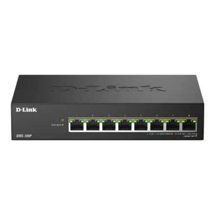 D-LINK DMS-108P/E 8-Port 2.5G Multi-Gigabit Unmanaged PoE Switch | D-Link