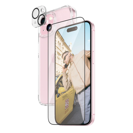 PanzerGlass | Panzerglass 3-in-1 Pack | iPhone | iPhone 15 | Clear | Wireless charging compatible. Scratch and shock resistant | PicturePerfect Camera Lens Protector, a wireless charging compatible HardCase and an Ult...