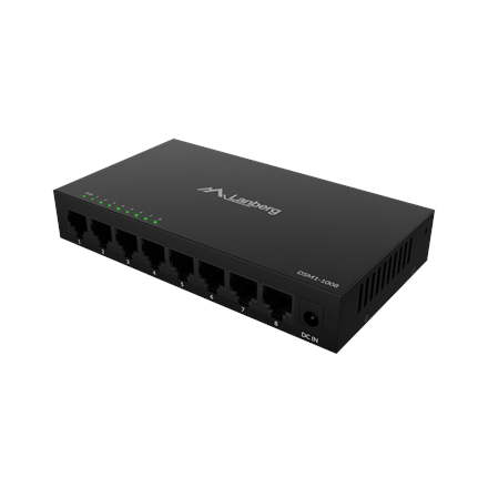 Lanberg | Switch 8x1GB/s Unmanagment Gigabit Ethernet Desktop 12V metal case | DSM1-1008