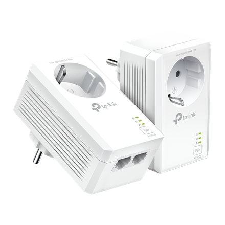 TP-LINK | AV1000 2-Port Gigabit Passthrough Powerline Starter Kit | TL-PA7027P KIT | 10/100/1000 Mbit/s | Ethernet LAN (RJ-45) ports 2 | No Wi-Fi | Extra socket