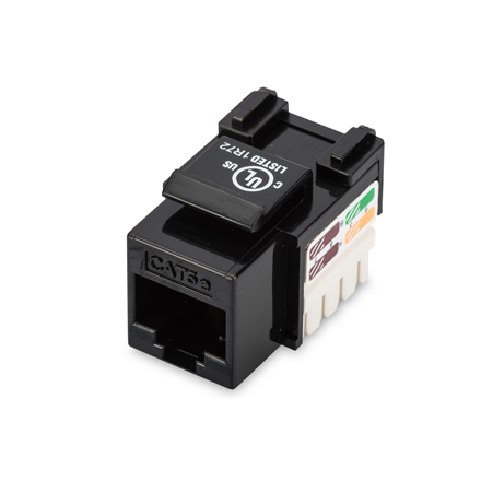 Class D CAT 5e Keystone Jack | DN-93501 | Unshielded RJ45 to LSA | Cable installation via LSA strips, color coded according to EIA/TIA 568 A & B; The Cat 5e keystone module supports transmission speeds of up to 1 GBit...