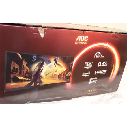 SALE OUT. AOC CU34G4 Curved 34" 3440x1440/21:9/1ms HDMI, DisplayPort, USB, Audio out | SALE OUT. AOC | CU34G4 | 34 " | Fast VA | UWQHD | 21:9 | 180 Hz | 1 ms | 3440 x 1440 pixels | 300 cd/m² | HDMI ports quantity 2 |...