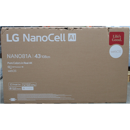 SALE OUT. LG 43NANO81A3A 43" (109 cm) LED LCD TV | SALE OUT. | LG 43NANO81A3A | 43 | Smart TV | webOS 25 | UHD | DAMAGED PACKAGING