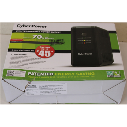 SALE OUT. CyberPower UT650EG Backup UPS Systems | SALE OUT. | CyberPower Backup UPS Systems | UT650EG | 650 VA | 360 W | DAMAGED PACKAGING