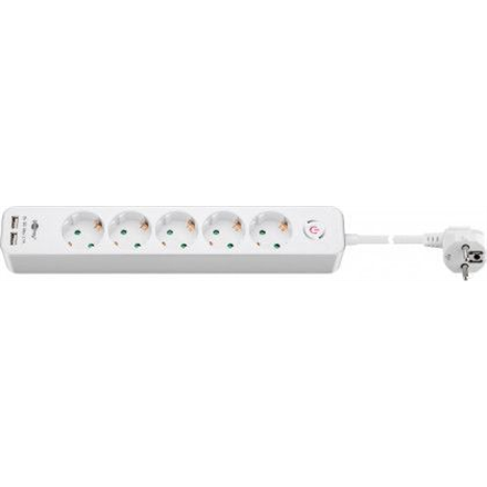 Goobay | 5-way power strip with switch and 2 USB ports 1.5 m | Sockets quantity 5