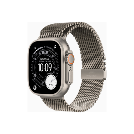 Apple Watch Ultra 3 GPS + Cellular 49mm Natural Titanium Case with Natural Titanium Milanese Loop - Medium | Apple