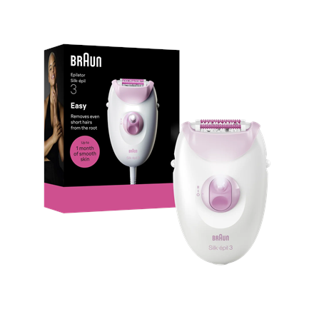 Braun Epilator | Silk-épil 3 SE3-000 | Number of power levels 1 | White/Pink