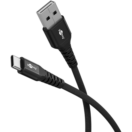 Goobay | USB-C to USB-A Supersoft Textile Cable with Metal Plugs | 74526 | USB-C to USB-A