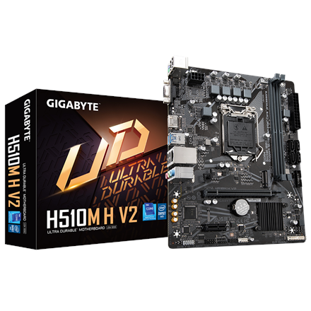 Gigabyte | H510M H V2 1.0 M/B | Processor family Intel | Processor socket LGA1200 | DDR4 DIMM | Memory slots 2 | Supported hard disk drive interfaces SATA, M.2 | Number of SATA connectors 4 | Chipset Intel H470 Expres...