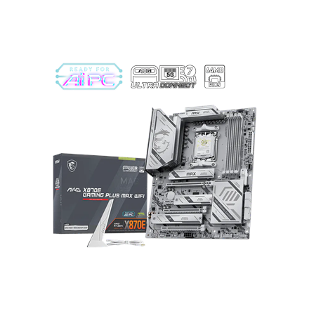 MSI MAG X870E GAMING PLUS MAX WIFI | Processor family AMD | Processor socket AM5 | DDR5 | Supported hard disk drive interfaces SATA, M.2 | Number of SATA connectors 4