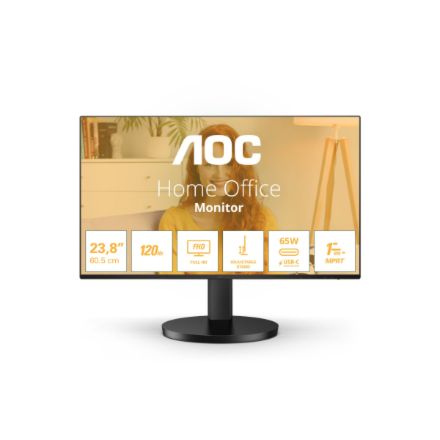 AOC | 24B3CF2 | 23.8 " | IPS | FHD | 16:9 | 120 Hz | 4 ms | 1920 x 1080 pixels | 300 cd/m² | HDMI ports quantity 1 | Black