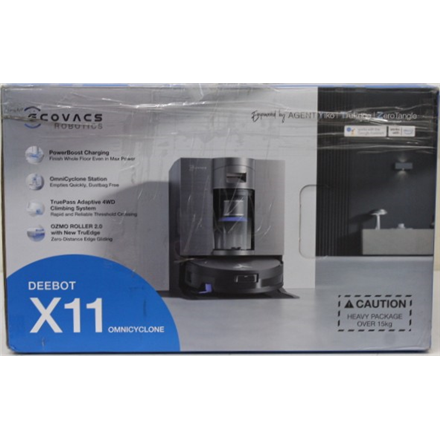 SALE OUT. Ecovacs DEEBOT X11 OMNICYCLONE EU Vacuum & mop, Wet&Dry,with new bagless All-in-One OmniCyclone station, Black (with brown shimmer | Ecovacs Robot Vacuum Cleaner with New Bagless All-in-One OmniCyclone Stati...