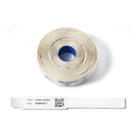Brother BWE-AB165-IW Direct Thermal Wristbands for Infants (250 pcs per roll) | Brother