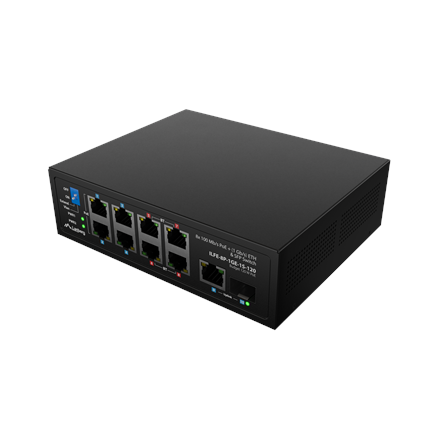 Lanberg | Switch PoE 4xBT 4xAT SFP/ETH Din Unmanagment Fast Ethernet | ILFE-8P-1GE-1S-120 | Unmanaged | Din rail, Rack