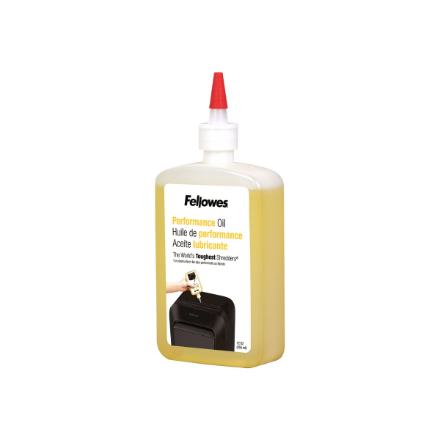 Fellowes | Shredder Oil 355 ml | For use with all Fellowes cross-cut and micro-cut shredders. Oil shredder each time wastebasket is emptied or a minimum of twice a month. Plastic squeeze bottle with extended nozzle en...