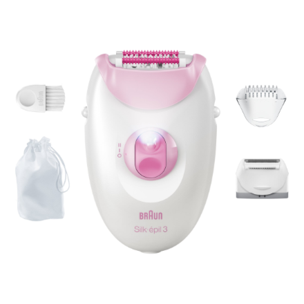 Braun Silk-épil 3 SE3-033 Epilator, White/Pink | Braun
